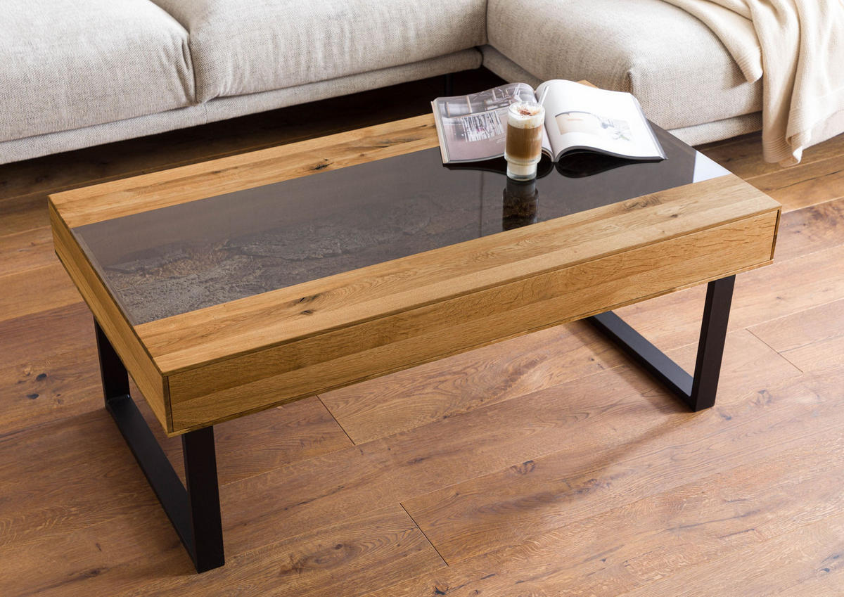 COUCHTISCH Wildeiche 120x65x45 natur geölt LINDAU #01 - Naturfarben, Holz (120/65/45cm) - Massivmoebel24