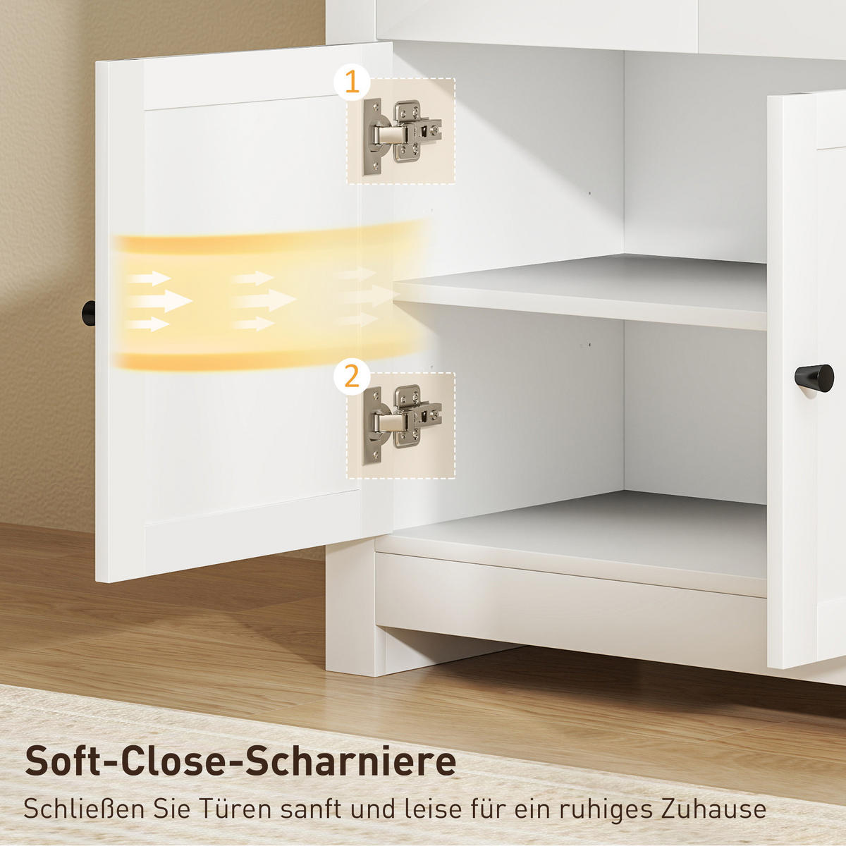 SIDEBOARD mit 2 Schublade, Weiß - Weiß, Karton (35/80/79cm) - HOMCOM