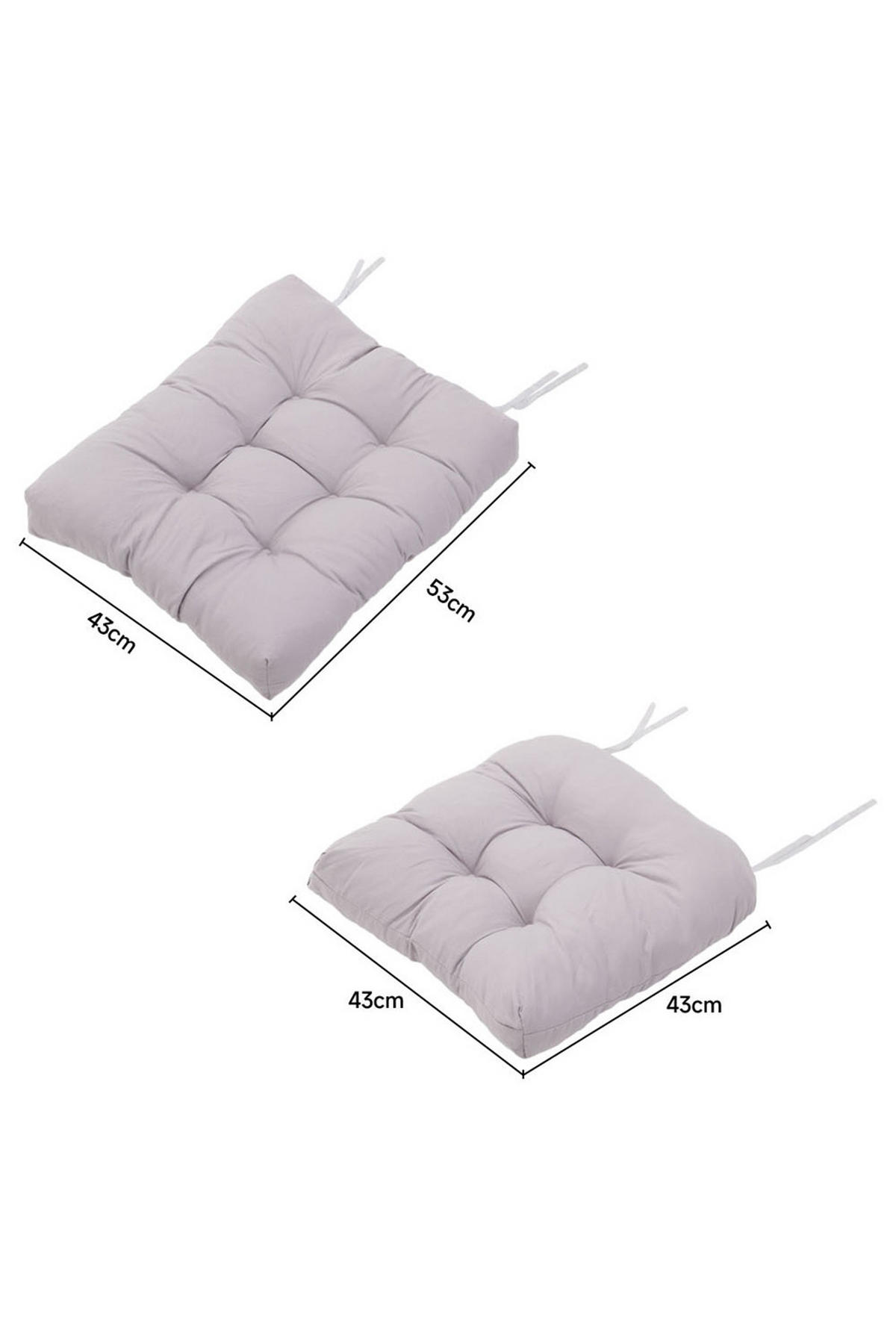 SITZKISSEN-SET 2-tlg. aus Polyester PP-Baumwolle in Grau für Outdoor-Liegen Kombinierfreudiges Design 43 x 53 cm - Grau, Textil (43/72/53cm) - Livingandhome
