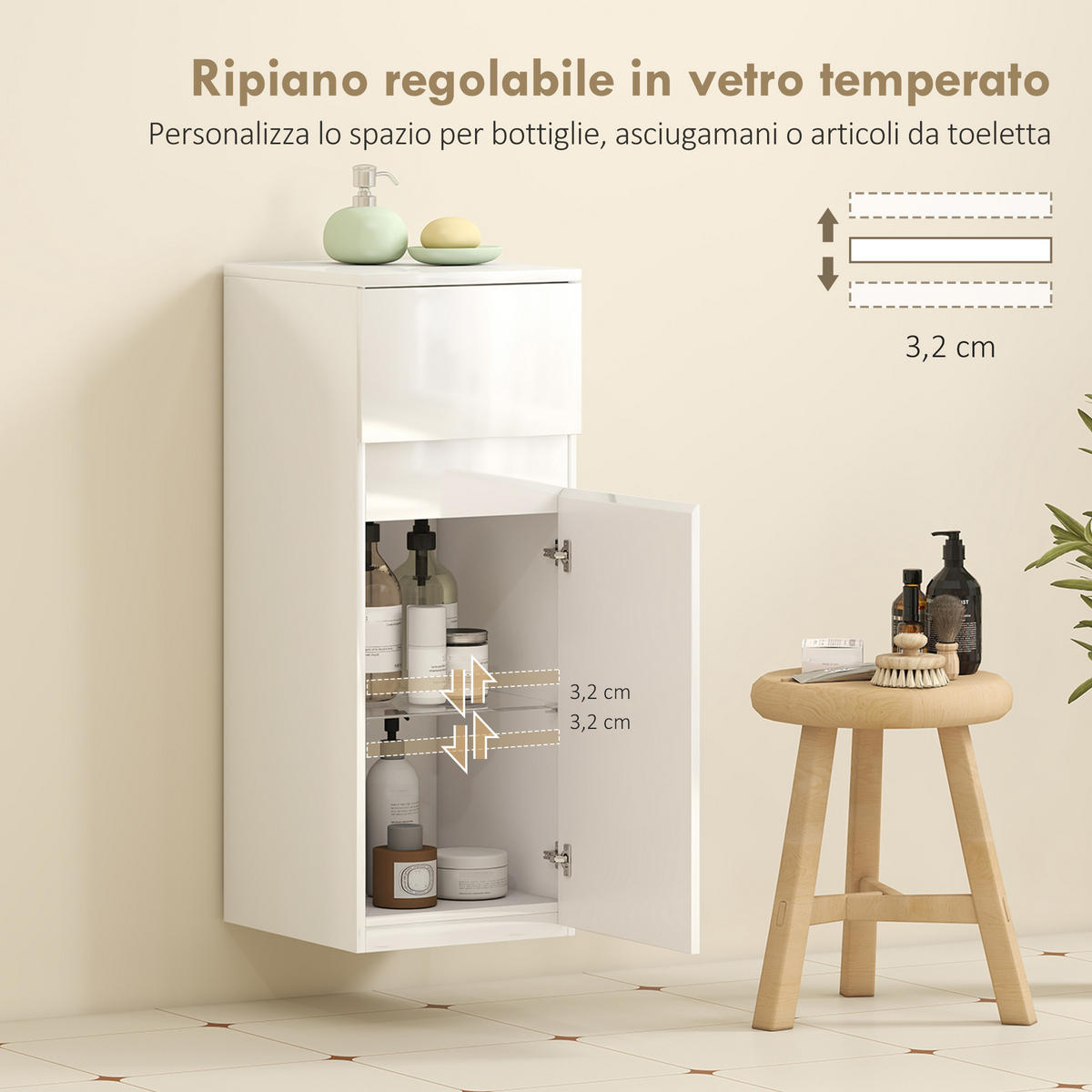 HÄNGESCHRANK Glänzend weiß 1 Stück - Weiß, Kunststoff (34/79.4/30cm) - GiPP