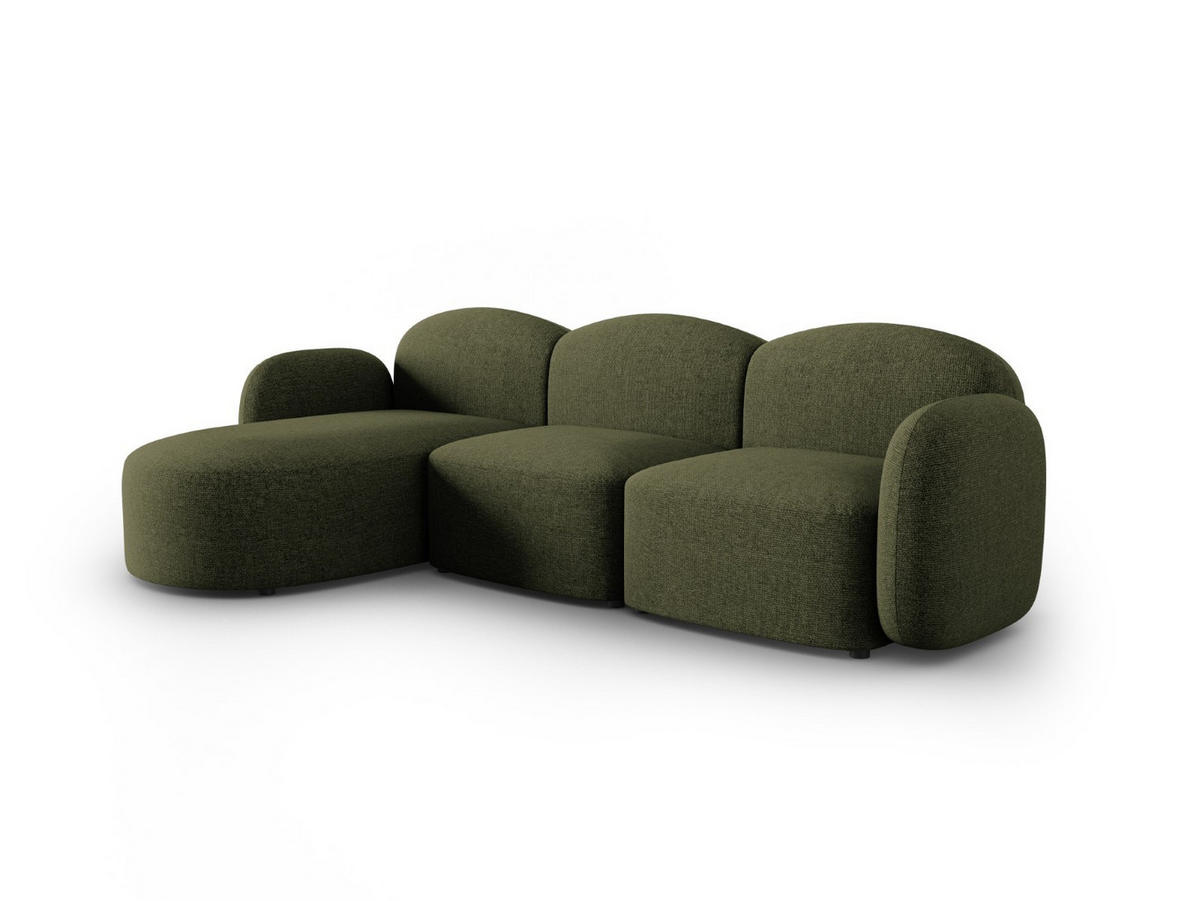 ECKSOFA links Blair aus Chenille-Stoff grün meliert 4 Sitzplätze - Grün, Textil (155/272cm) - Micadoni