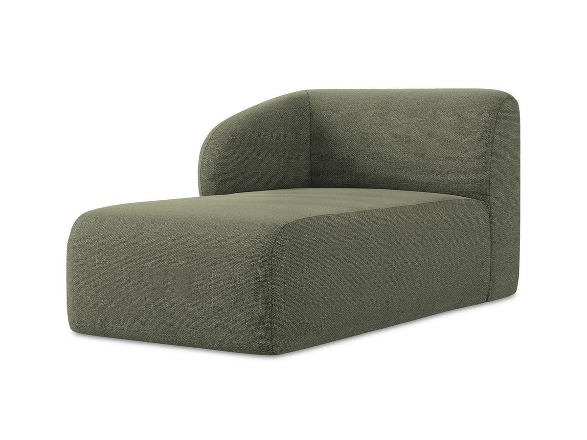 SOFAELEMENT Links Bouclé Stoff Grün - Schwarz/Olivgrün, Holzwerkstoff/Kunststoff (91/75/166cm) - Makamii