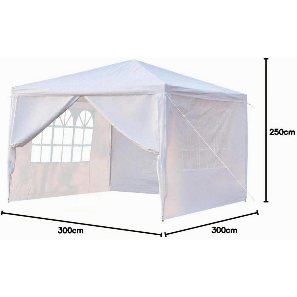 GARTENPAVILLON faltbar 3 x 3 m weiß mit 4 Wänden UV-Schutz - Weiß, Textil (300/250/300cm)