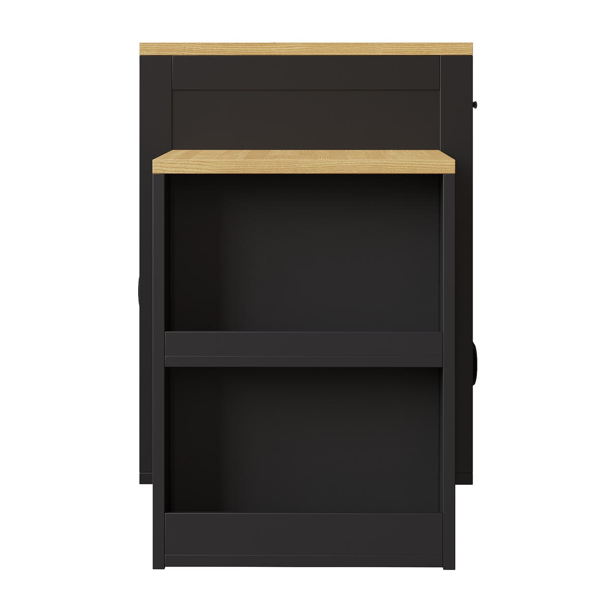 KÜCHENINSEL 80/70/95,5 cm schwarz aus MDF mit Ausziehtisch - Schwarz, Holzwerkstoff (80/95.5/70cm) - OKWISH