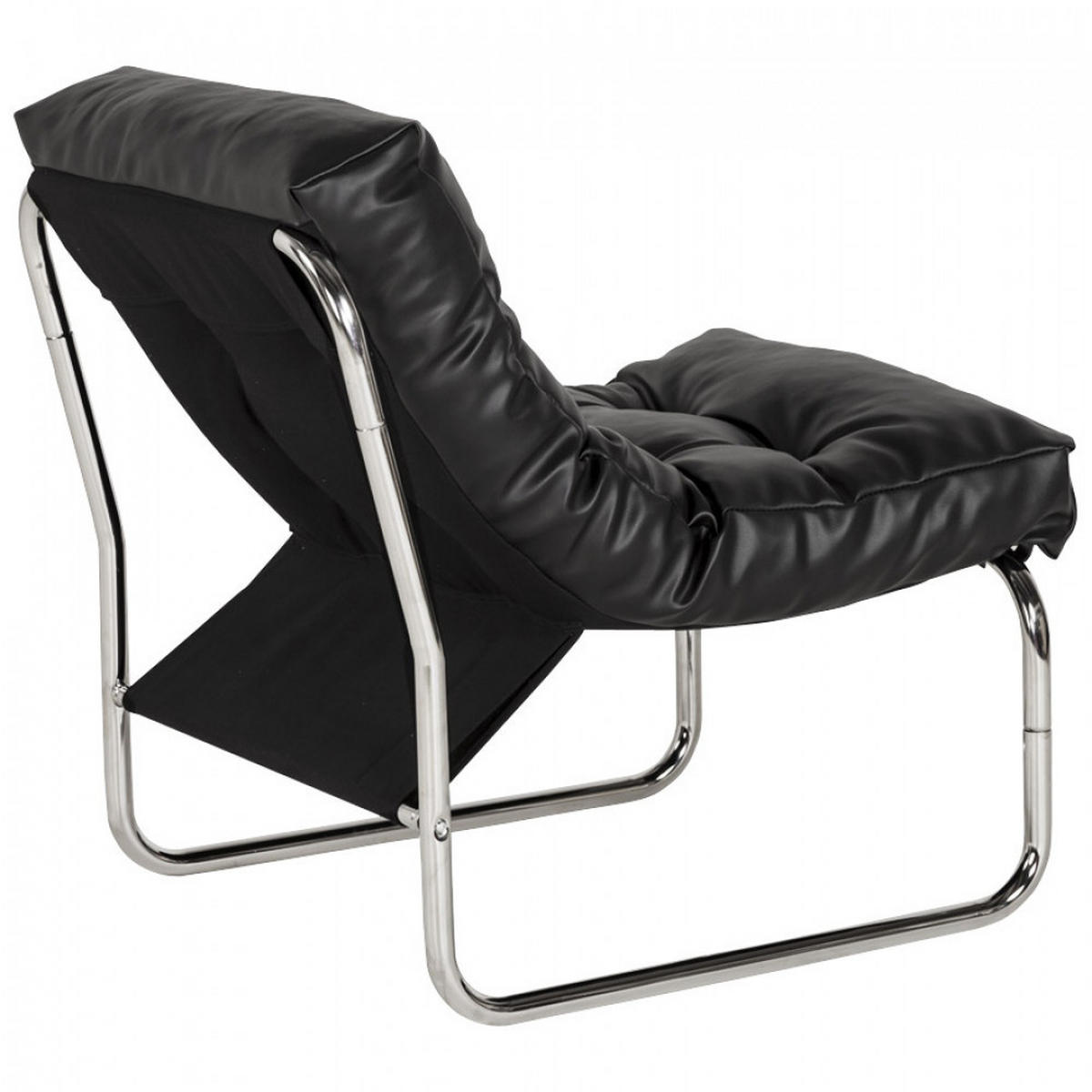 LOUNGESESSEL Schwarz 60x76x73cm - Chromfarben/Schwarz, Leder (60/76/73cm) - AlterEgo