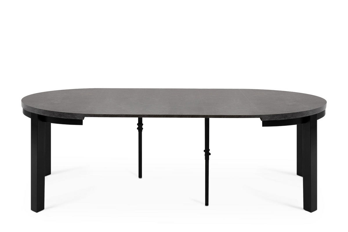 ESSTISCH BALTE Ausziehbar 100-220cm Rund, Beton/schwarz - Schwarz, Holz (100/220/76cm) - KONSIMO®
