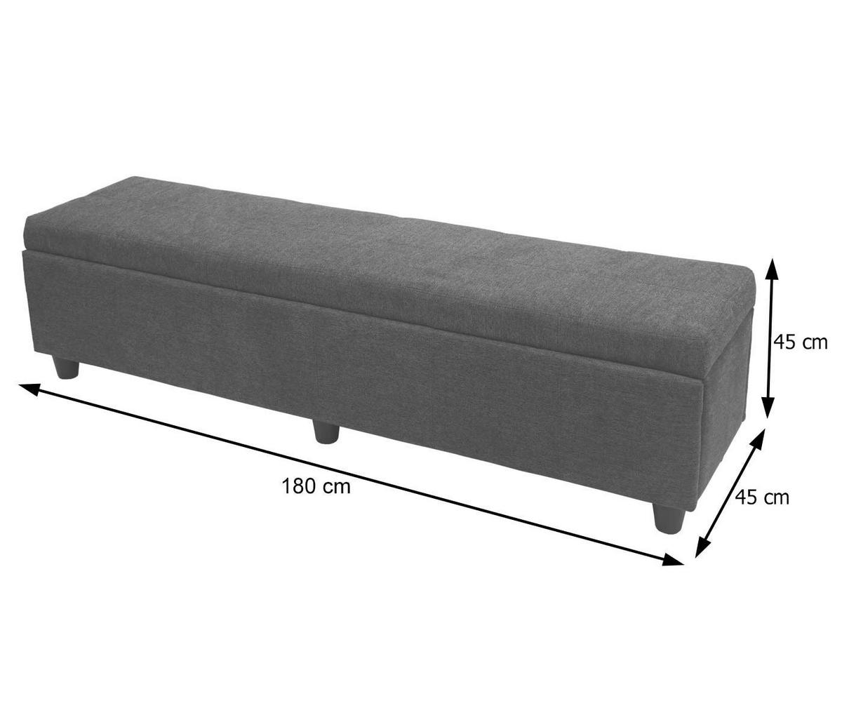 AUFBEWAHRUNGS-TRUHE XXL Anthrazit - Anthrazit, Textil (180/45/45cm) - MCW