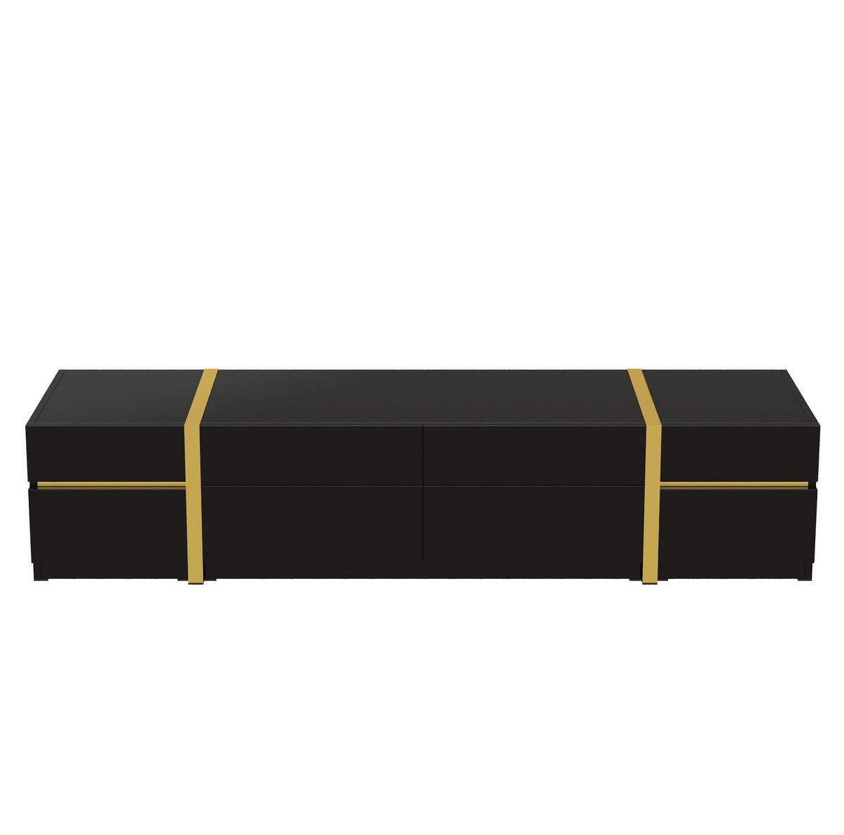 TV-SCHRANK 180/40/38 cm schwarz aus MDF mit 4 Schubladen - Schwarz, Holzwerkstoff (180/38/40cm) - OKWISH