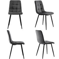 ESSZIMMERSTUHL 4-Tlg Dunkelgrau, Samt, Metallgestell - Grau, Textil (67.01/12.8/132.99cm) - FLIEKS