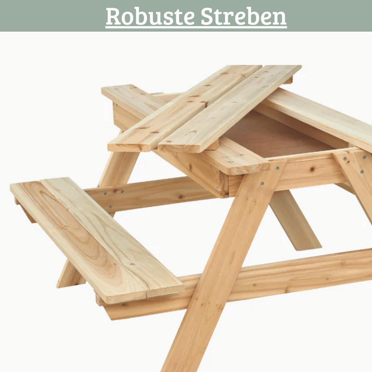 PICKNICKTISCH Kinder KLEIS 100cm Gartenbank - Braun, Holz - DELUKE