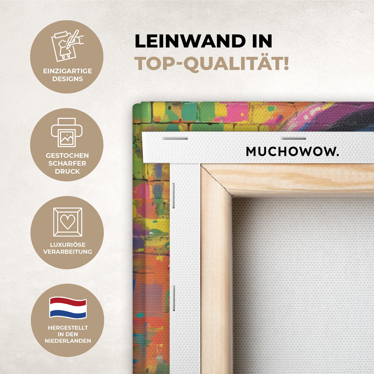 LEINWANDBILD Graffiti - Schimpanse - Straßenkunst - Kopfhörer - Affe 30x20 cm - Blau, Textil (30/20cm) - MuchoWow