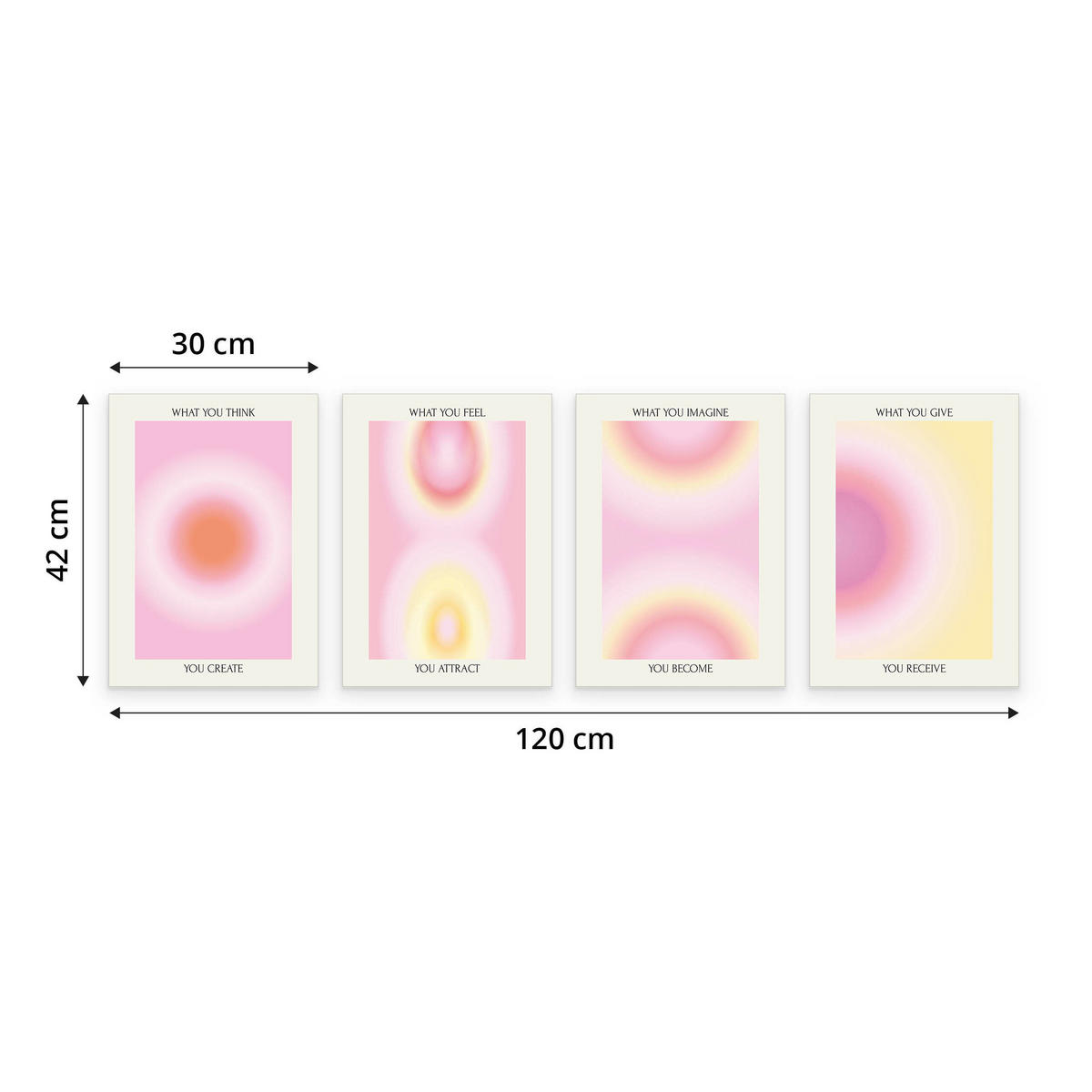 PLAKÁT Sada Aura Afirmace Citáty 4x A3 30x42 cm - různobarevná, papír (30/42/42cm) - Muralo