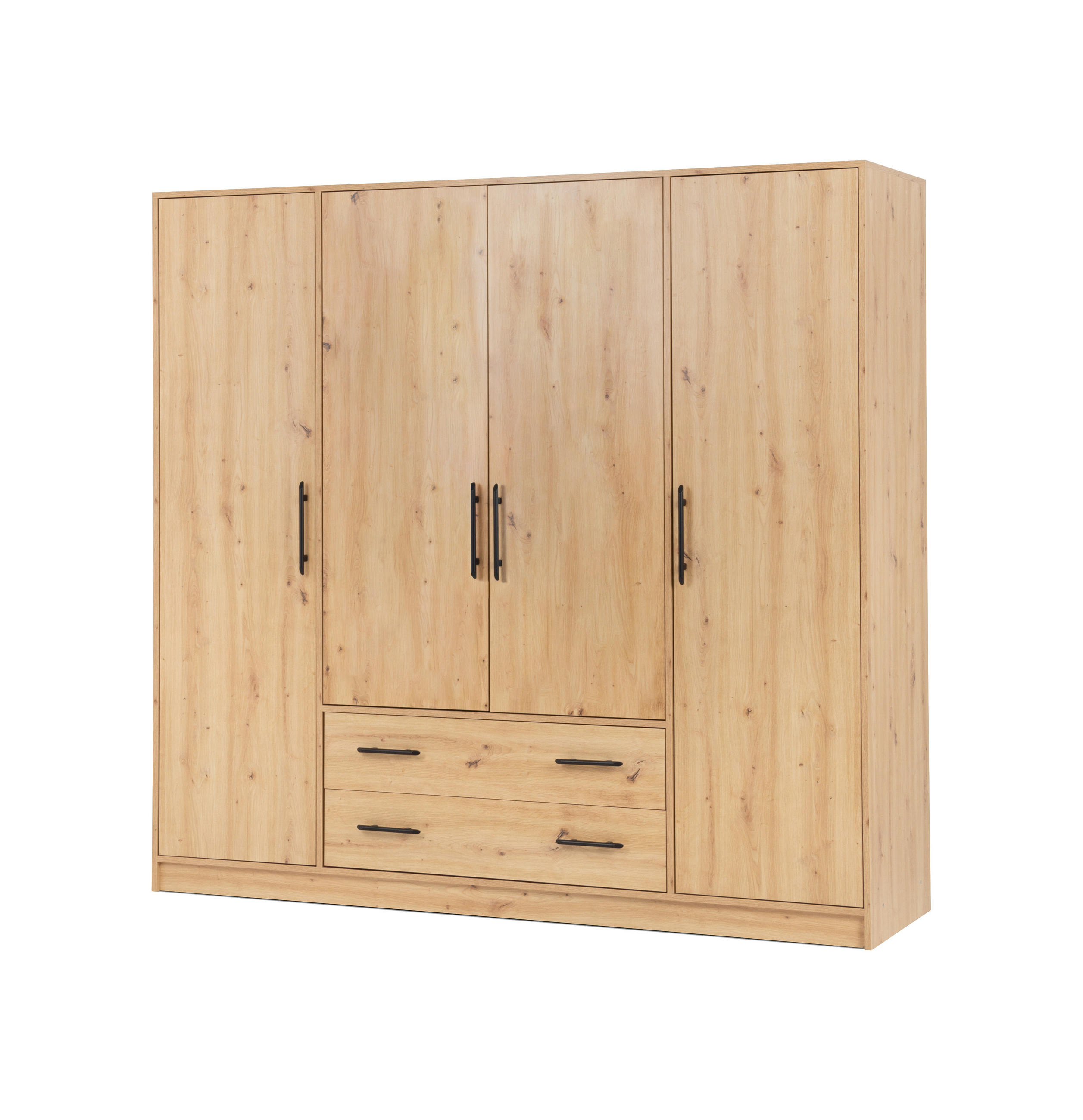 DREHTÜRENSCHRANK VANO 200/190/56cm 4-türig Eiche Artisan - Eiche Artisan, Holzwerkstoff (200/190/56cm) - MASSENO