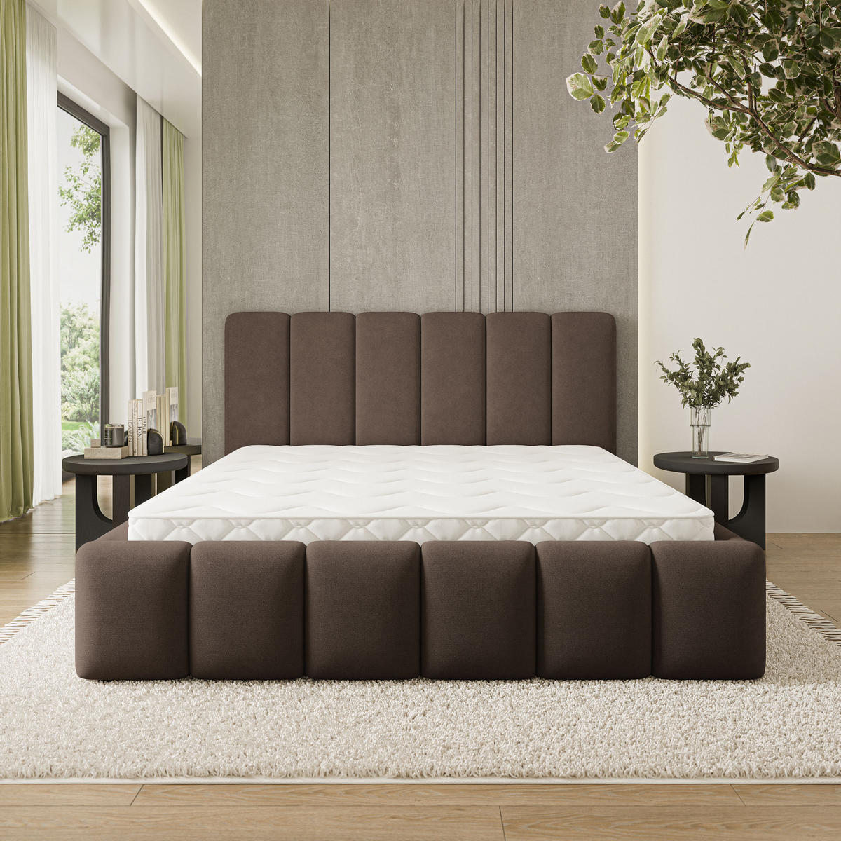 POLSTERBETT ATTORA SR 120x200 cm mit Bettkästen - Braun - Braun, Holz (120/200cm) - MASSENO