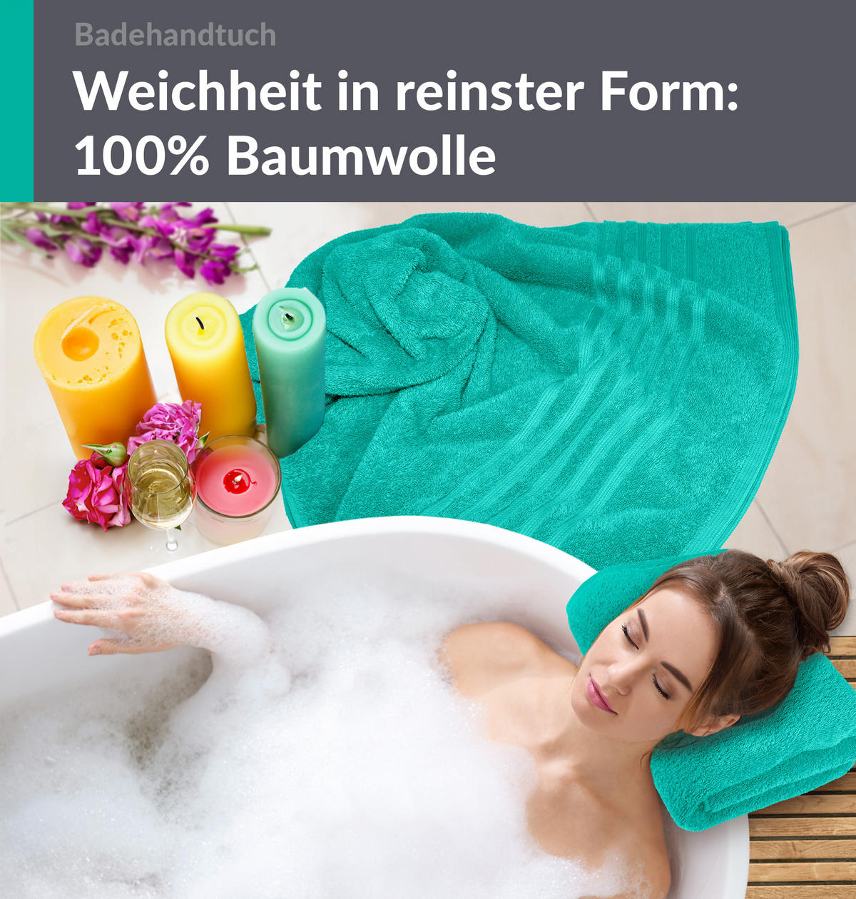 BADETUCH London Meeres Türkis 2er Set 100x150 - Hellgrün, Textil (100/150cm) - Lashuma