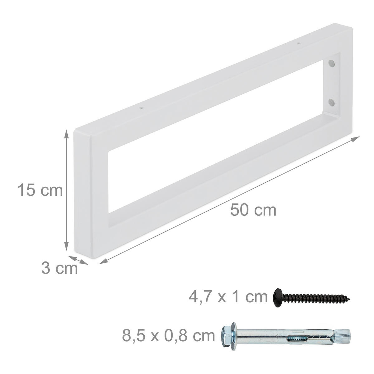 2XWANDKONSOLE - Weiß, Metall (50/3/15cm) - Relaxdays