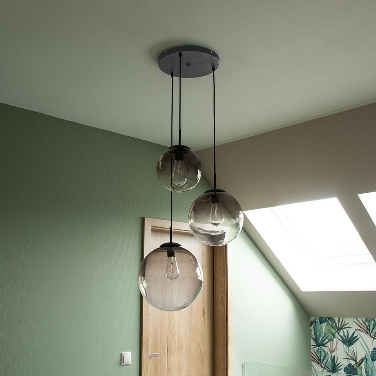 LED HÄNGELEUCHTE VARUS Grau Chrom - Grau, Glas (51/51/120cm) - Globo Lighting