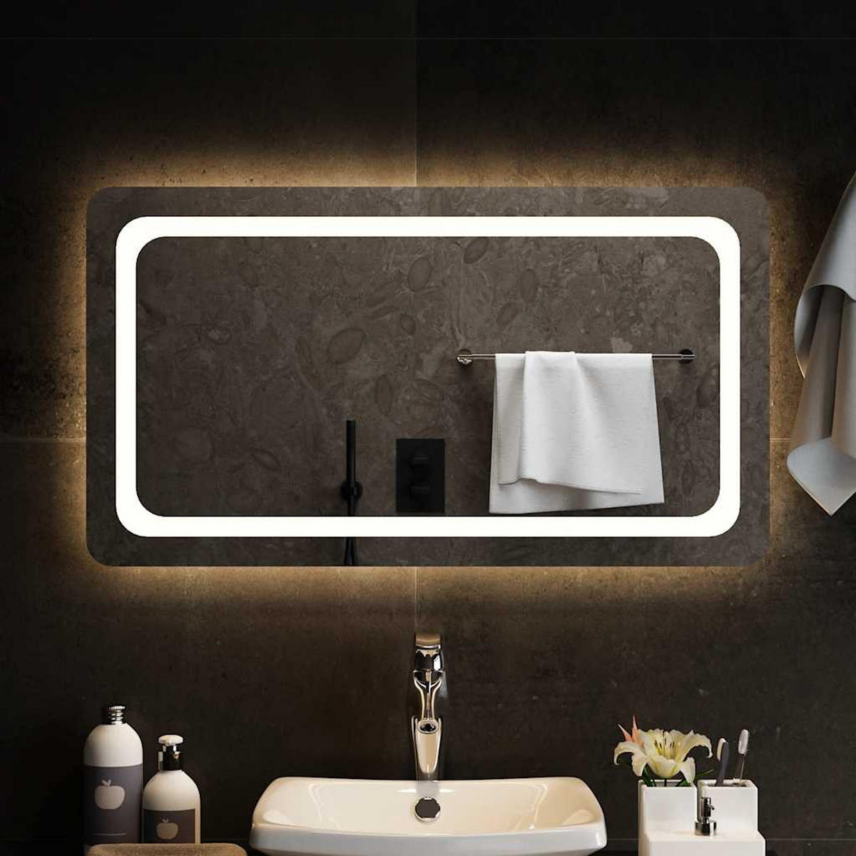 LED-BADSPIEGEL 90x50 cm - Transparent, Glas (50/0.4/90cm) - furnicato