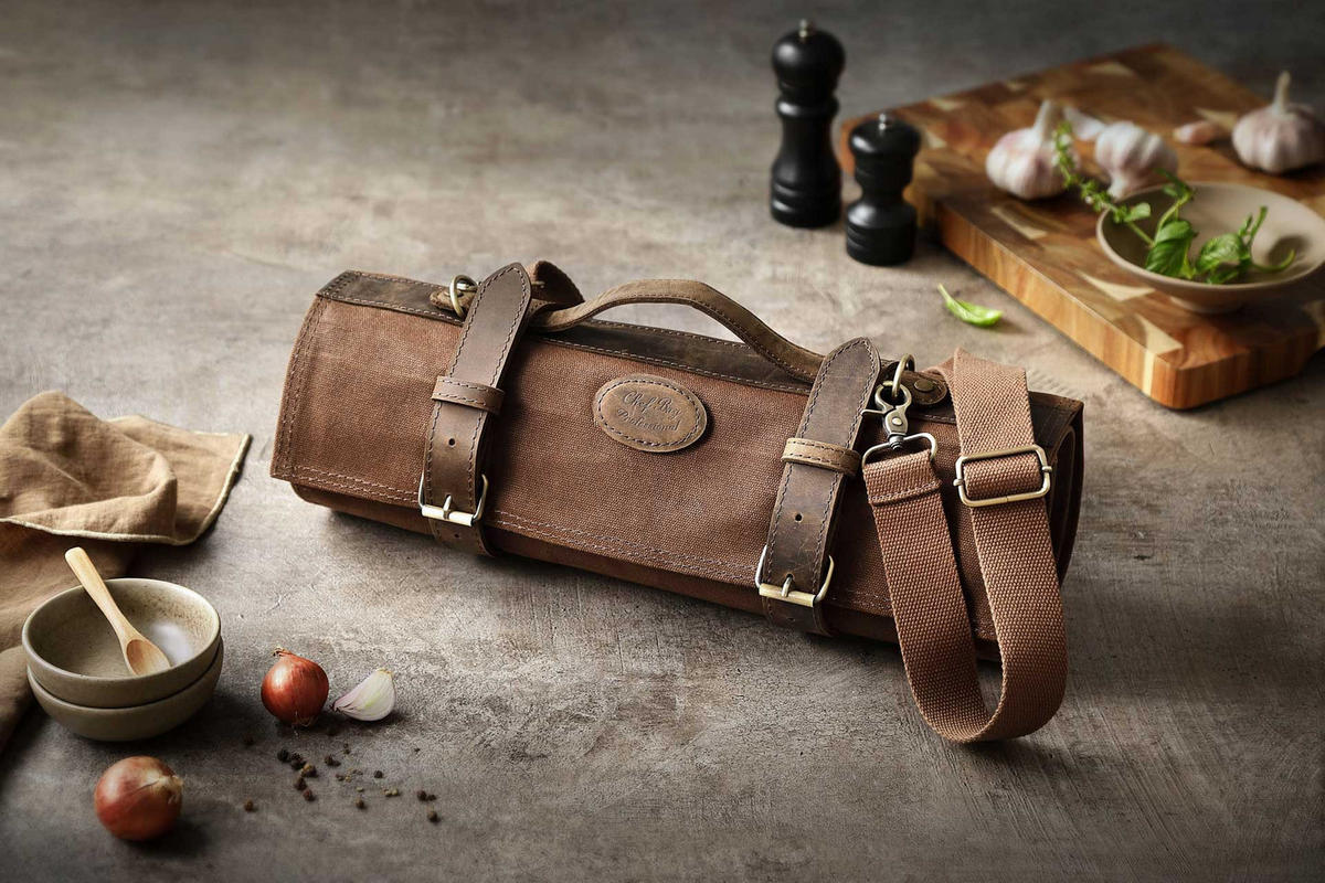 MESSERTASCHE BRAUN 12 SCHLITZE - Braun, Leder (95/1/43cm) - Zayiko