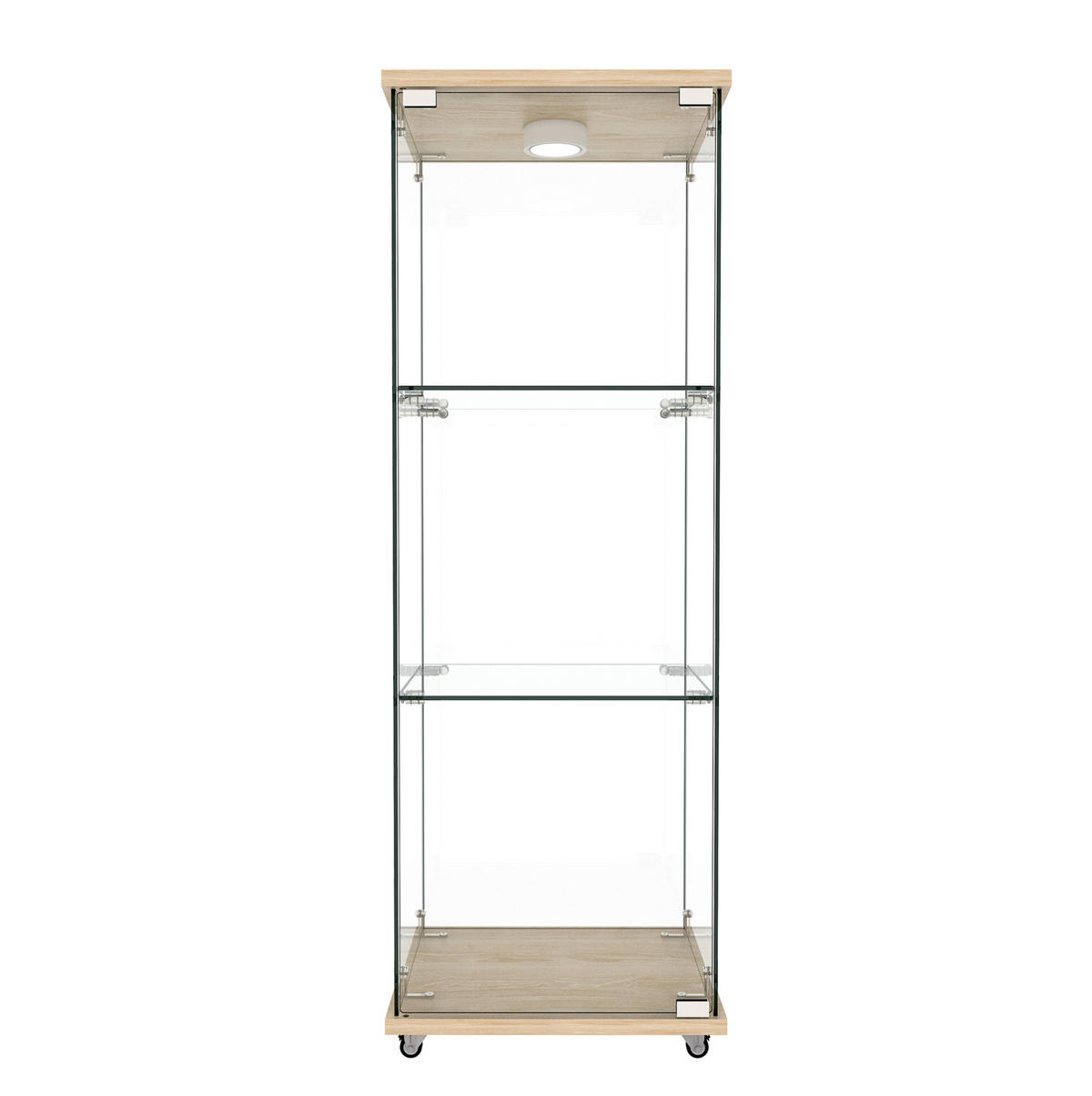 VITRINE 42,5/36,5/120 cm in Naturholzoptik mit LED-Beleuchtung und Glastür - Naturfarben, Holzwerkstoff (42.5/120/36.5cm) - Flora Grace
