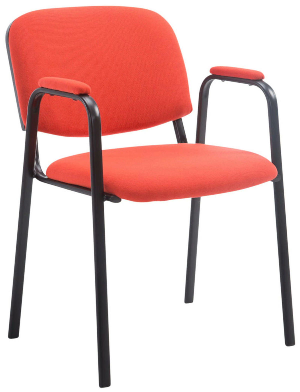 BESUCHERSTUHL 4er Set Stoff rot - Rot/Schwarz, Textil/Metall (53/79/55cm) - CLP