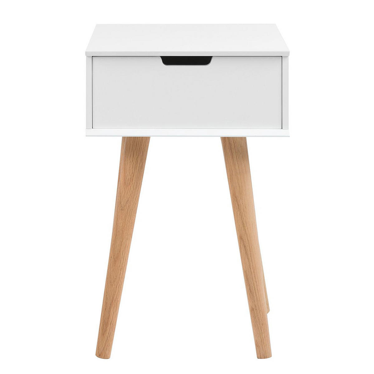 NACHTTISCH - Eiche massiv - Weiß - Weiß, Holz/Holzwerkstoff (40/63/30cm) - home24