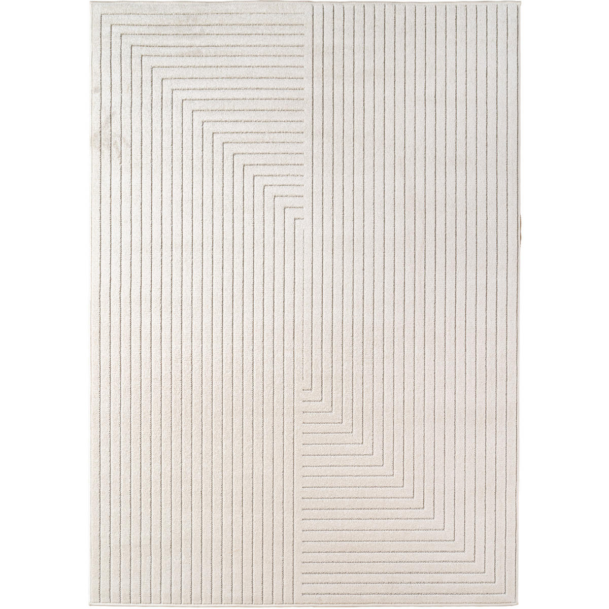 TEPPICH In-/Outdoor Kurzflor Skandinavisch Muster Polypropylen Terrasse Creme Läufer 80x250 - Creme, Textil (80/250cm) - KADIMA DESIGN