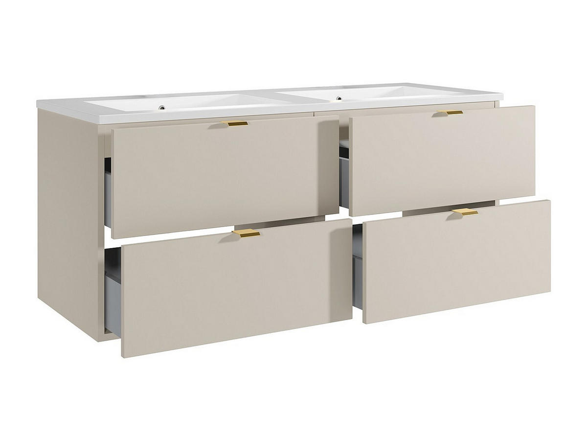 DOPPELWASCHTISCH - 120 cm x 46 cm - Holz, Platte - Beige - LAVENA - Beige, Holz (120/50/46cm) - Vente-Unique