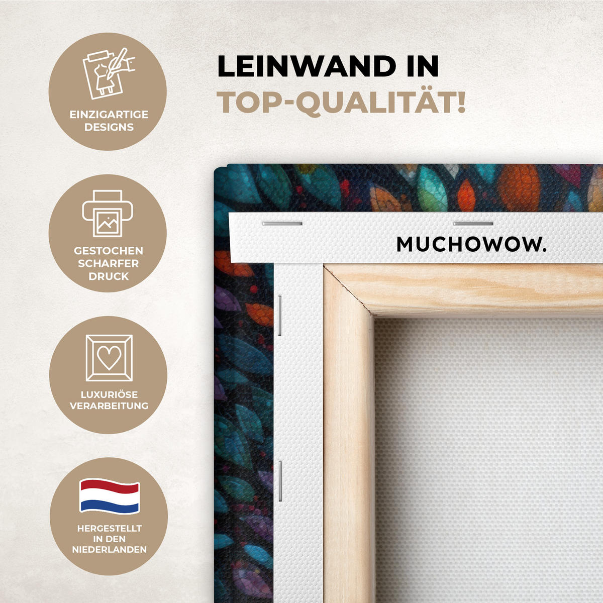 LEINWANDBILD Mosaik - Bunt - Baum - Äste Room Decor 30x40 cm - Multicolor, Textil (30/40cm) - MuchoWow