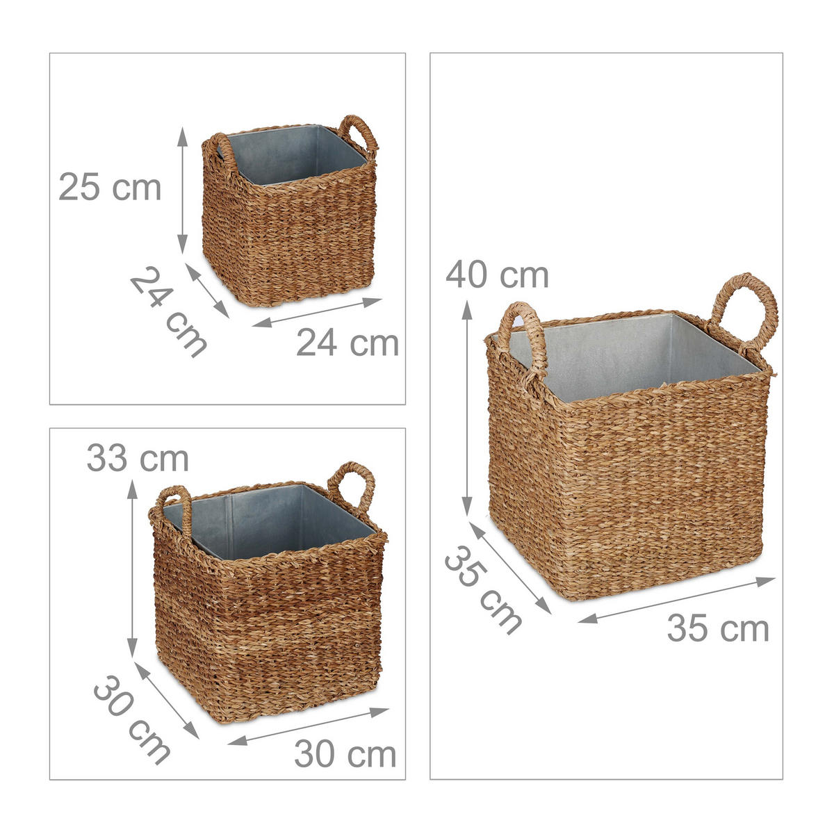 3XPFLANZKORB - Multicolor, Textil/Metall (40cm) - Relaxdays