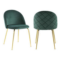 STUHL 2er-Set - Samt & Goldfarbenes Metall - Grün - MELBOURNE - Grün, Textil (55/77/50cm) - Vente-Unique