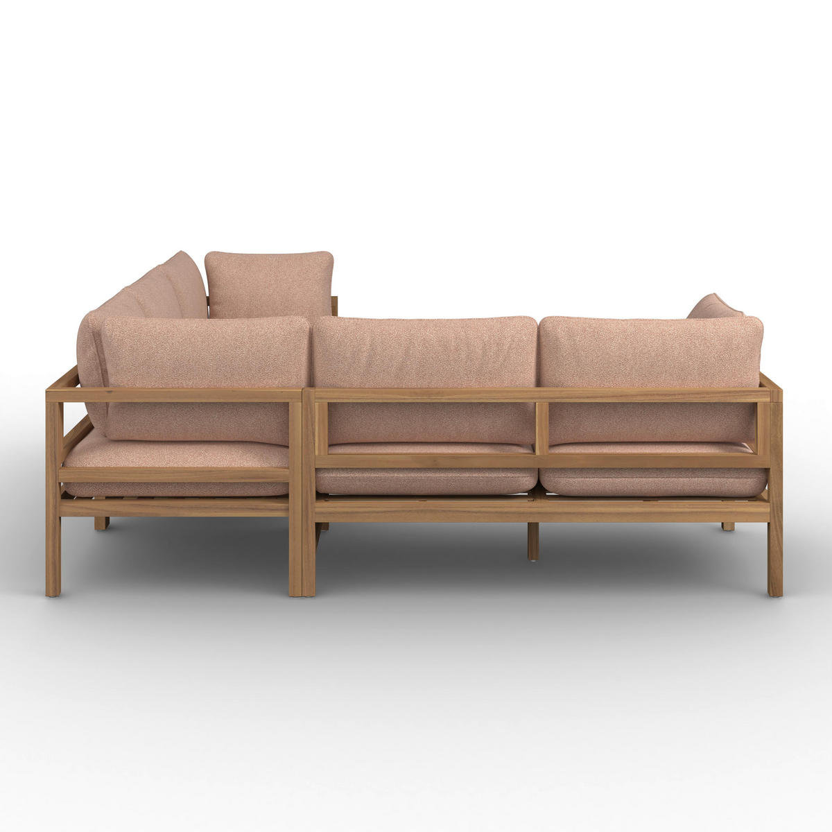 LOUNGEGARNITUR Livia beige- rose Outdoorstoff/Holz - Naturfarben, Holz - Bessagi Garden
