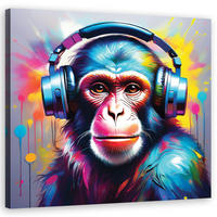 WANDBILD affe dj pop art - Multicolor, Textil (50/50cm) - Feeby