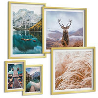 BILDER SET 5er Set - 50x50 cm & 20x30 cm & 40x60 cm Goldrahmen - Architektur der Kanäle von Venedig - Goldfarben, Kunststoff (40/60cm) - TULUP