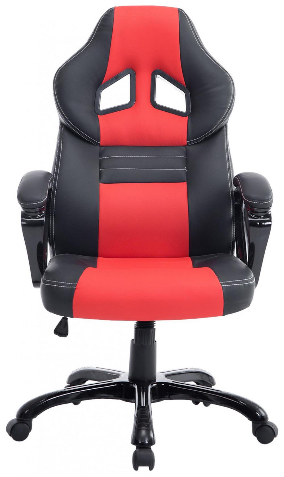 CHEFSESSEL Lederlook schwarz/rot - Rot/Schwarz, Kunststoff/Textil (65/114/70cm) - CLP