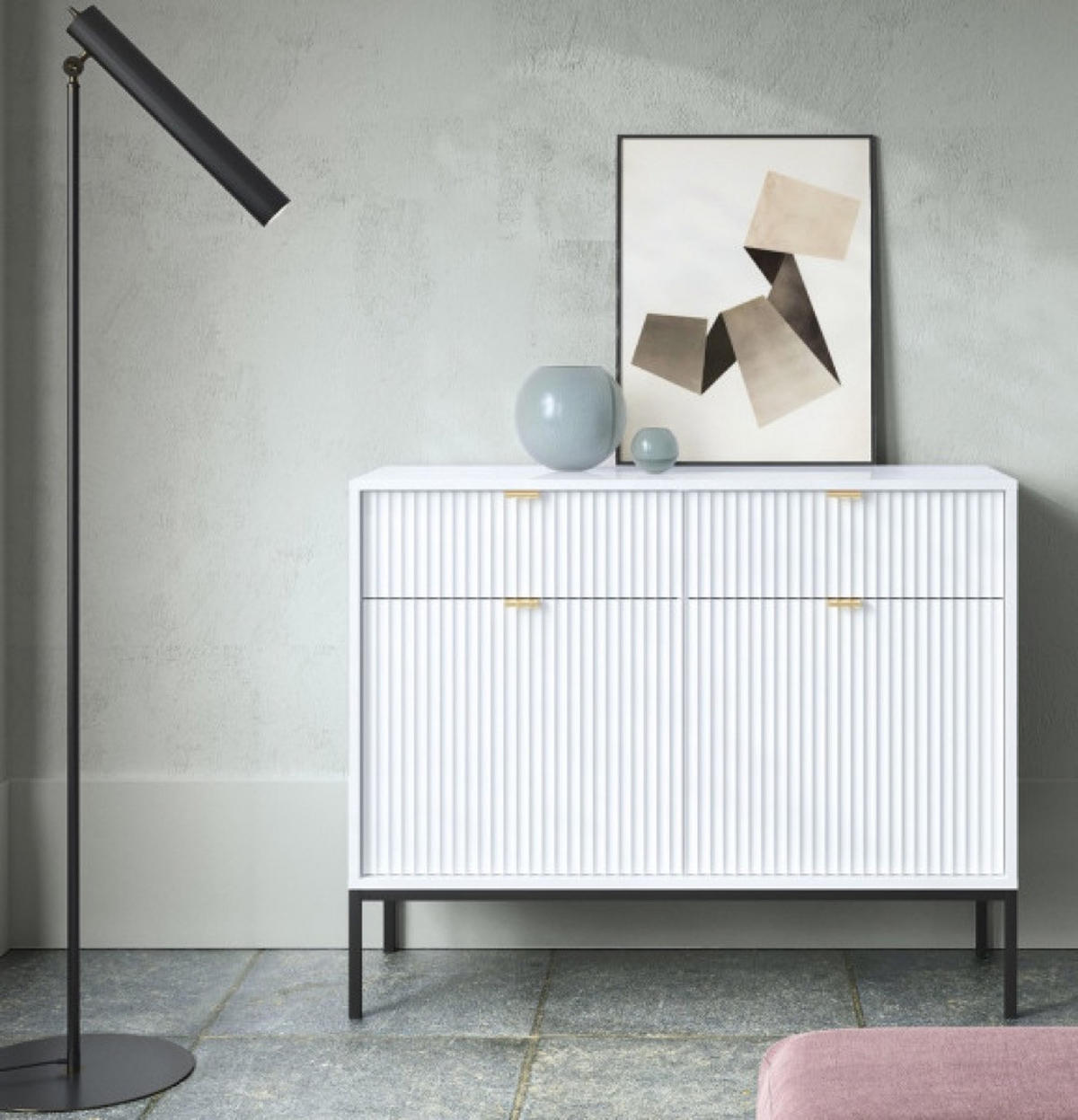 SIDEBOARD Weiß KSZ104 Schwarz Gestell - Weiß, Holzwerkstoff (104/83/39cm) - Sepro Meble