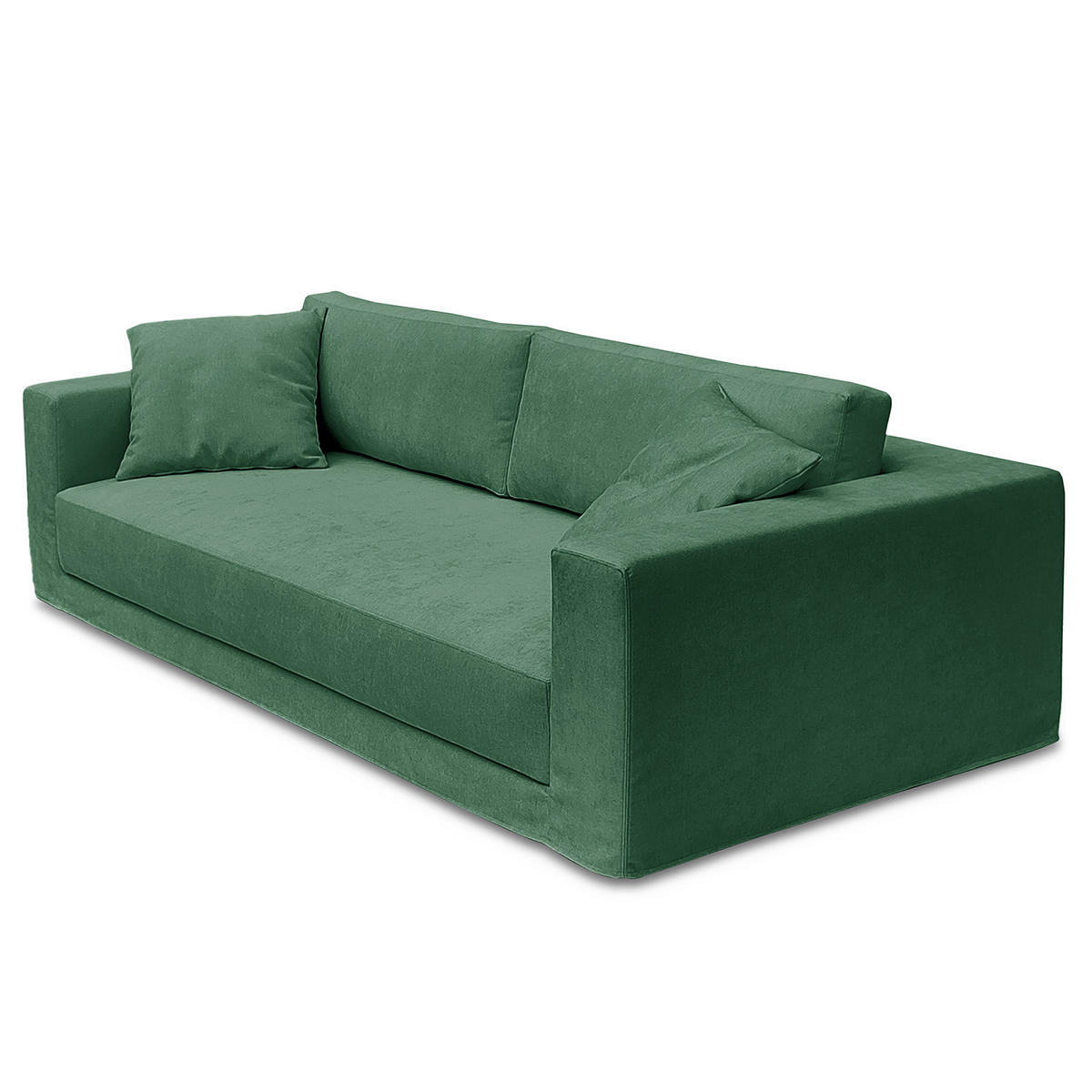 BIGSOFA mit Wechselbezug - Webstoff - Schwarz/Grün, Kunststoff/Textil (265/63/122cm) - home24