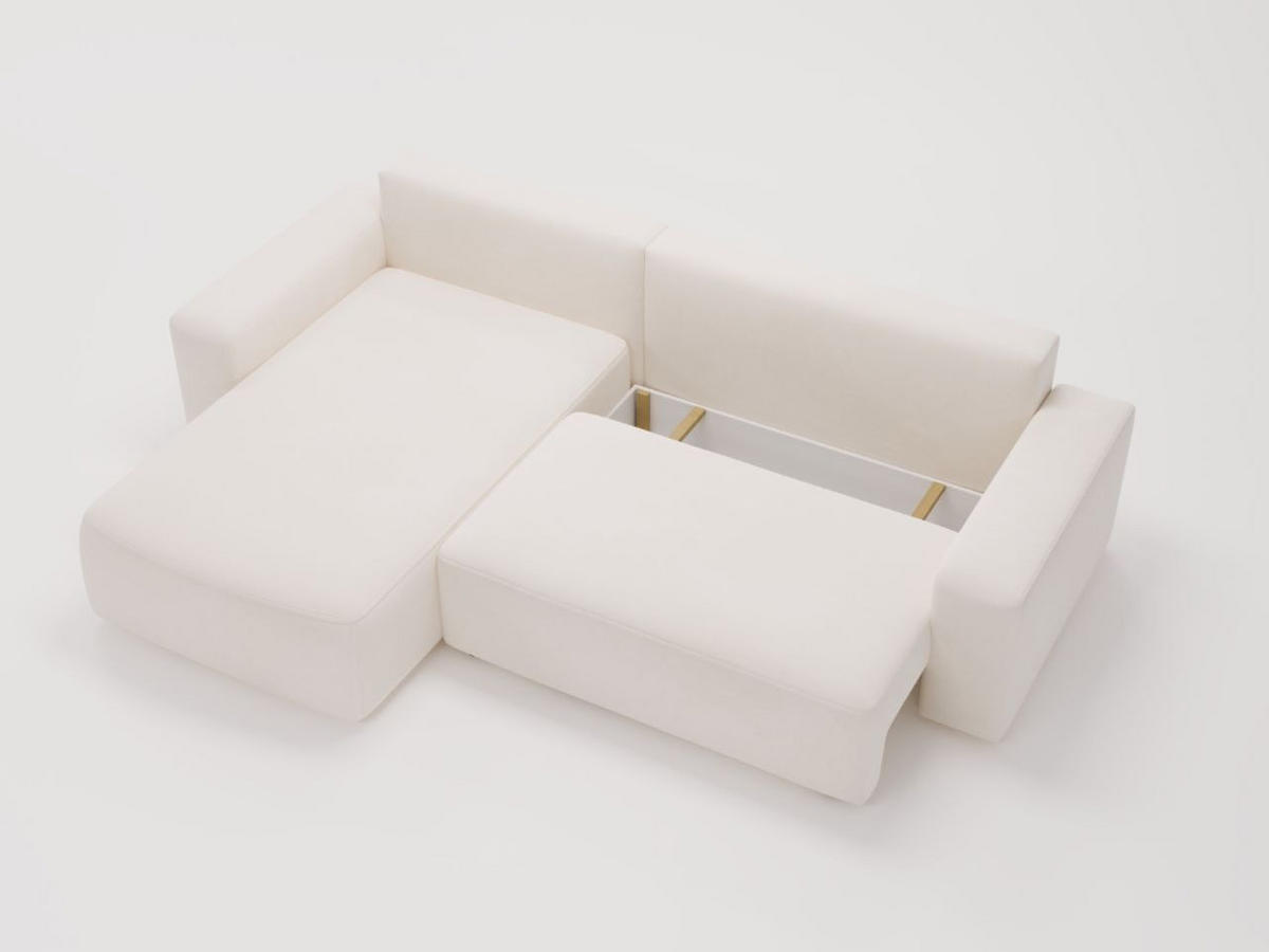 ECKSOFA Tazones Creme Links - Creme, Holz/Kunststoff (250/165cm) - Graingold