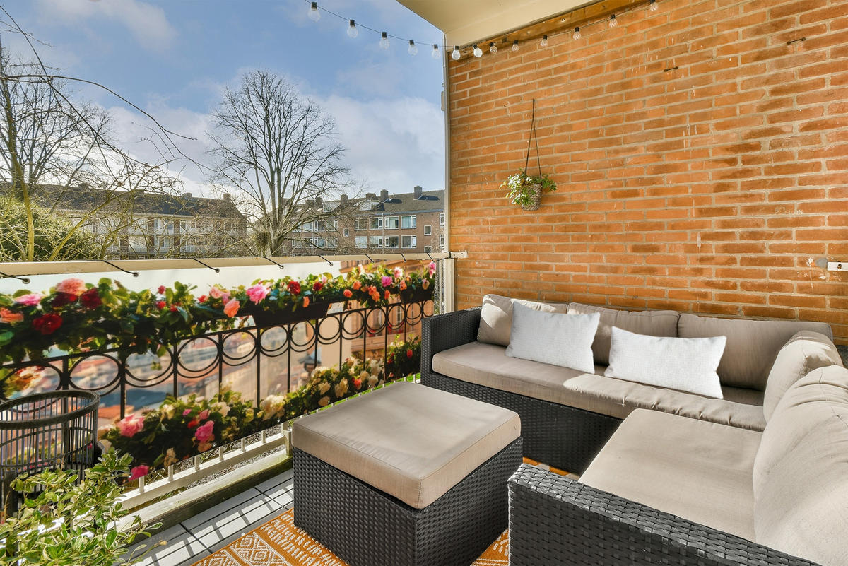 BALKON-SICHTSCHUTZ Blumen - Zaun - Stadtbild - Sommer - Pink, Kunststoff (300/90cm) - MuchoWow