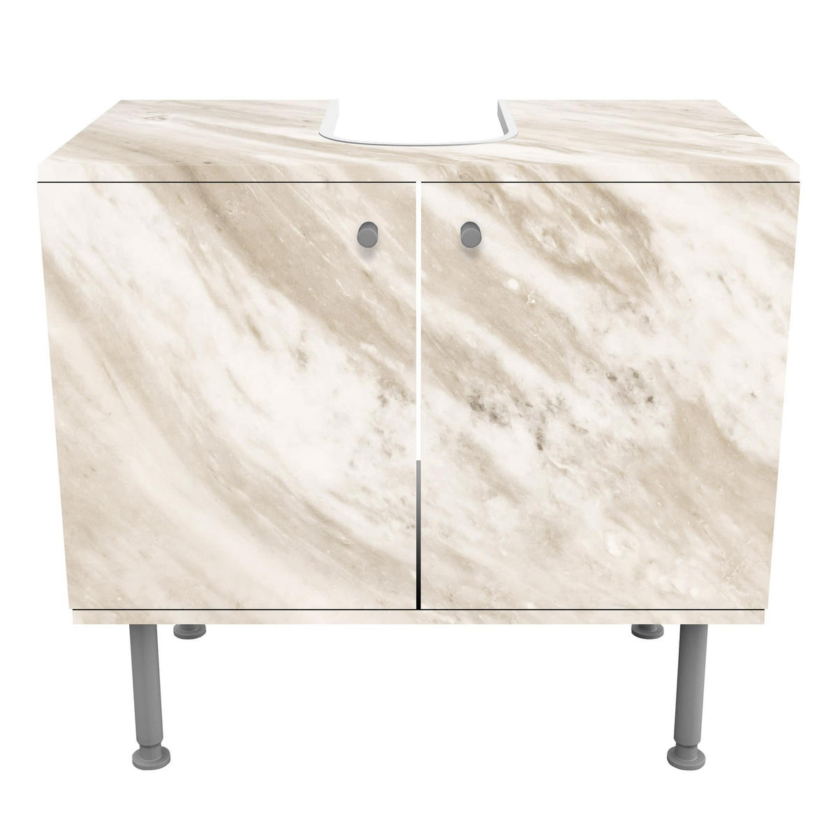 WASCHBECKENUNTERSCHRANK Palissandro Marmor Beige 60/55/35 cm - Beige, Holzwerkstoff (60/55/35cm) - Bilderwelten