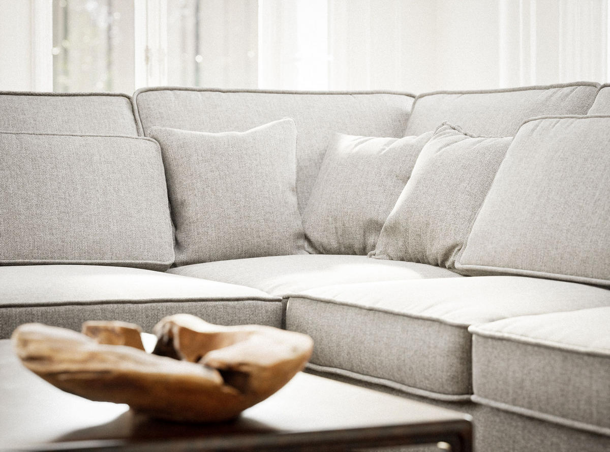 ECKSOFA Kirou Beige grau Webstoff - Links Seite - Greige/Schwarz, Holz/Holzwerkstoff (225/311cm) - Maison de Reve