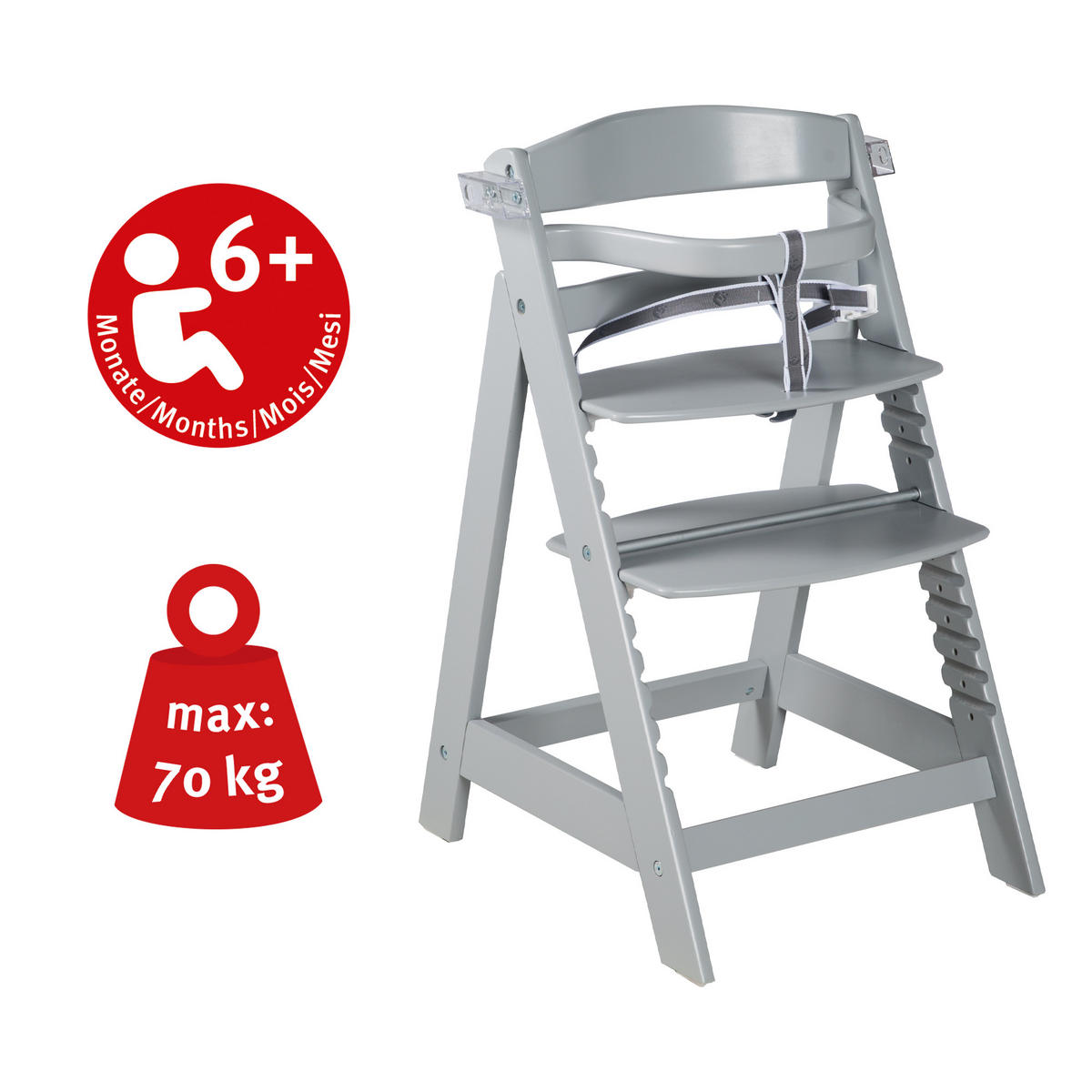 KINDERHOCHSTUHL - Sit Up 'CLICK & FUN' - taupe - Taupe, Holzwerkstoff (50/80/54cm) - Roba