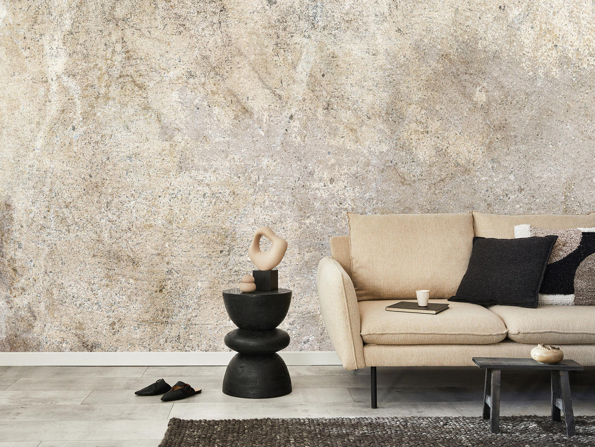 FOTOTAPETE für Wohnzimmer Beton Muster 350x256 - Beige/Braun, Papier (350/256cm) - Muralo