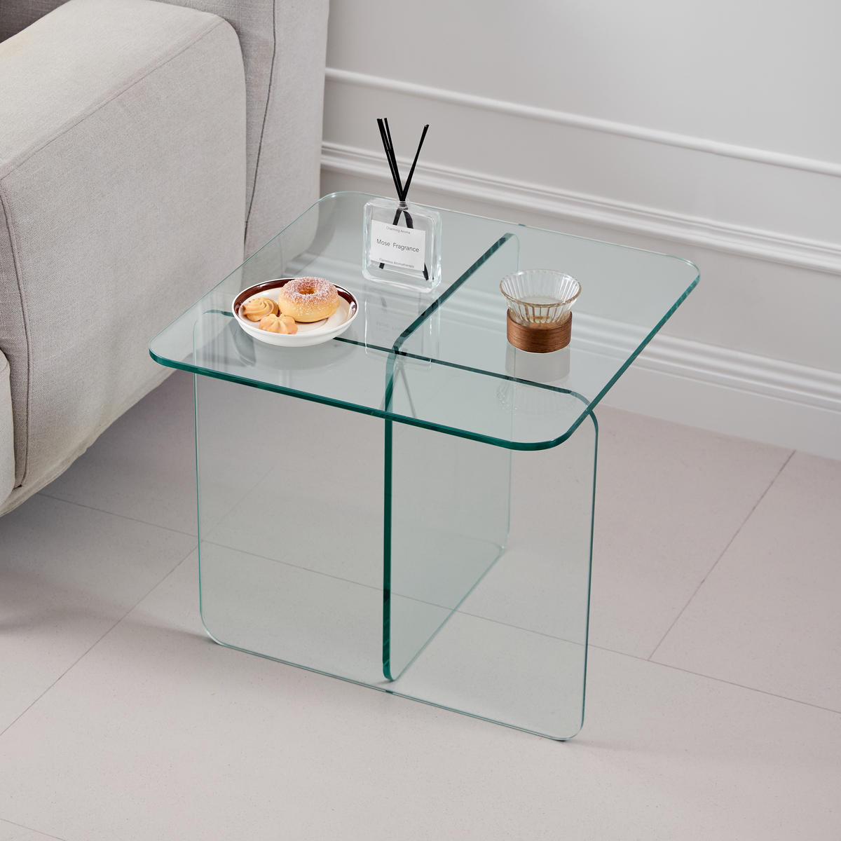 BEISTELLTISCH Transparent 45/45/51 cm aus Glas - Klar, Glas (45/45/51cm) - PANGIVO