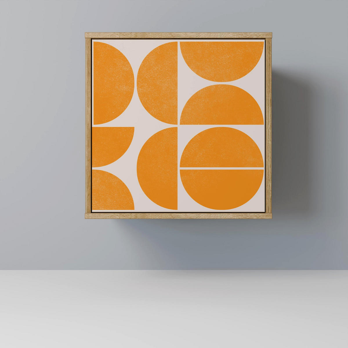 SIDEBOARD RECURRING DREAMS, Eichefarben, 57,5x42x72,5 cm, Schwarze Metallfüße - Eichefarben/Multicolor, Holzwerkstoff/Metall (57.5/72.5/42cm) - SpaceRebels