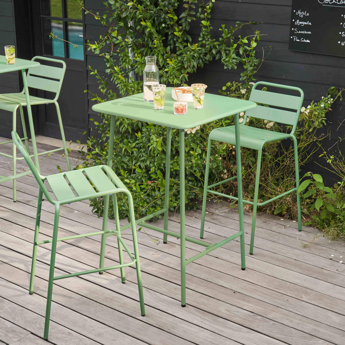 GARTENSET 3-tlg., Salbeigrünen - Grün, Metall - Oviala