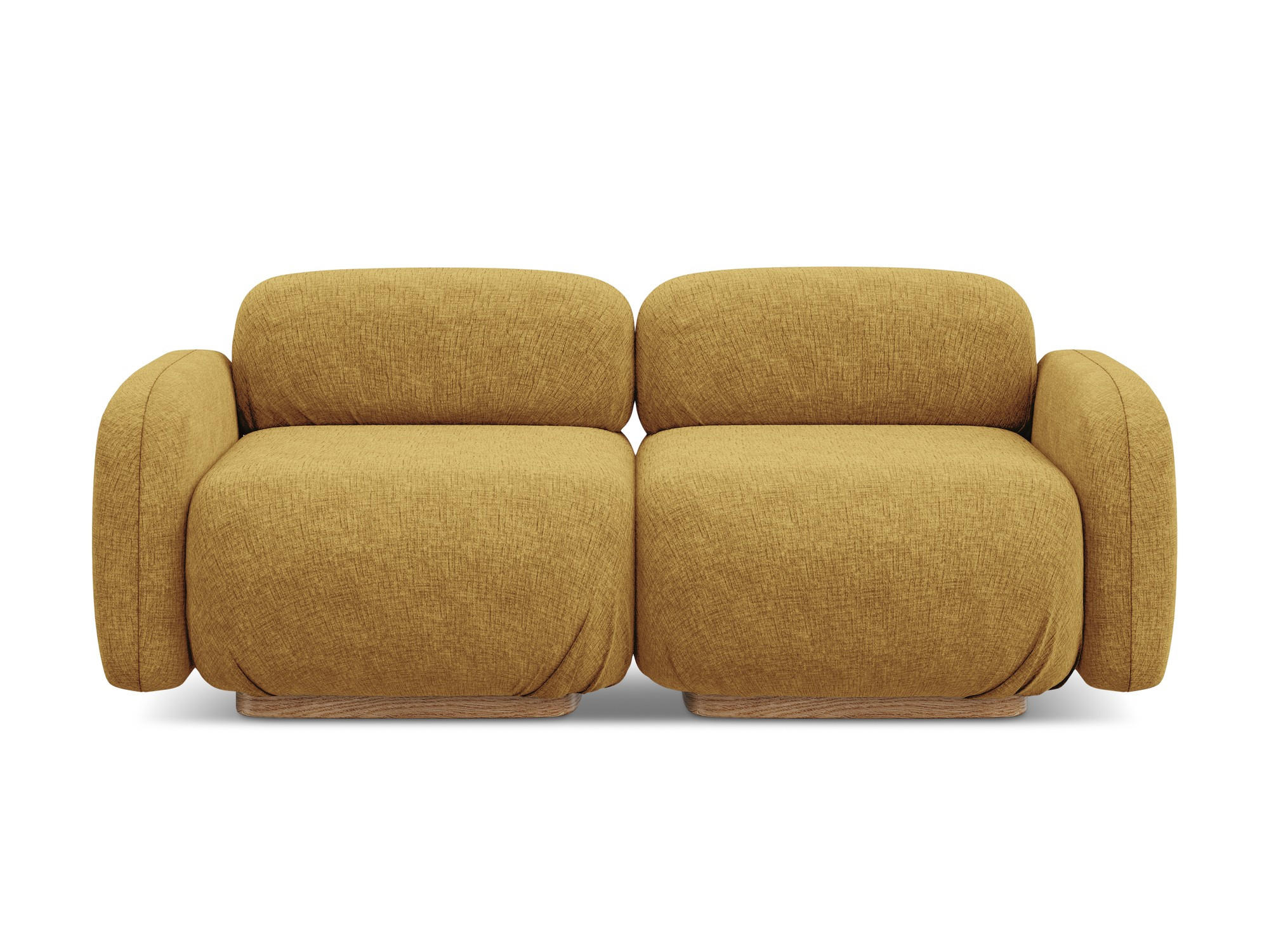 3-SITZER SOFA Chenille Stoff Gelb - Currygelb/Gelb, Holz/Textil (190/73/95cm) - Makamii