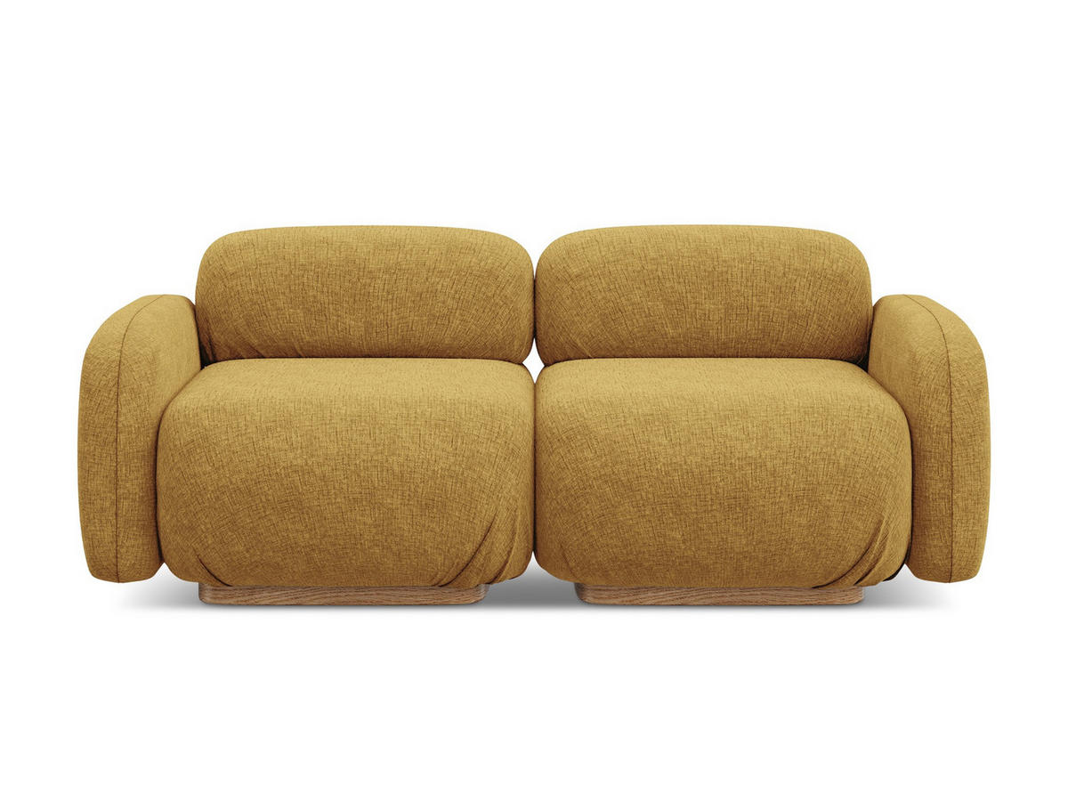 3-SITZER SOFA Chenille Stoff Gelb - Currygelb/Gelb, Holz/Textil (190/73/95cm) - Makamii