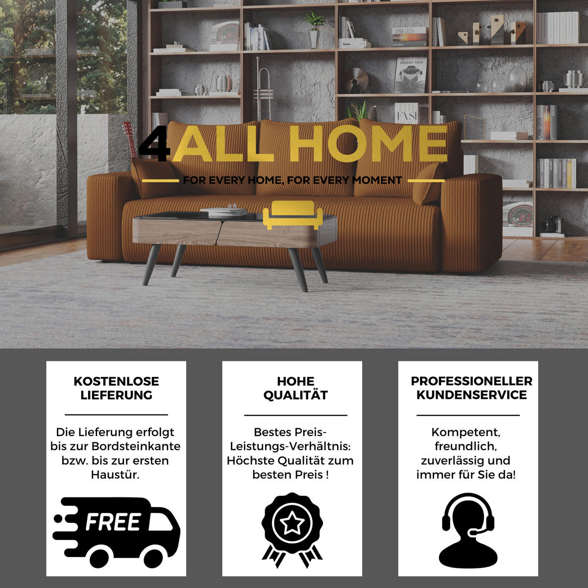 SOFA Bubi mit Bettkasten und Schlaffunktion, Cordstoff - Rostfarben, Holzwerkstoff (242/85/95cm)