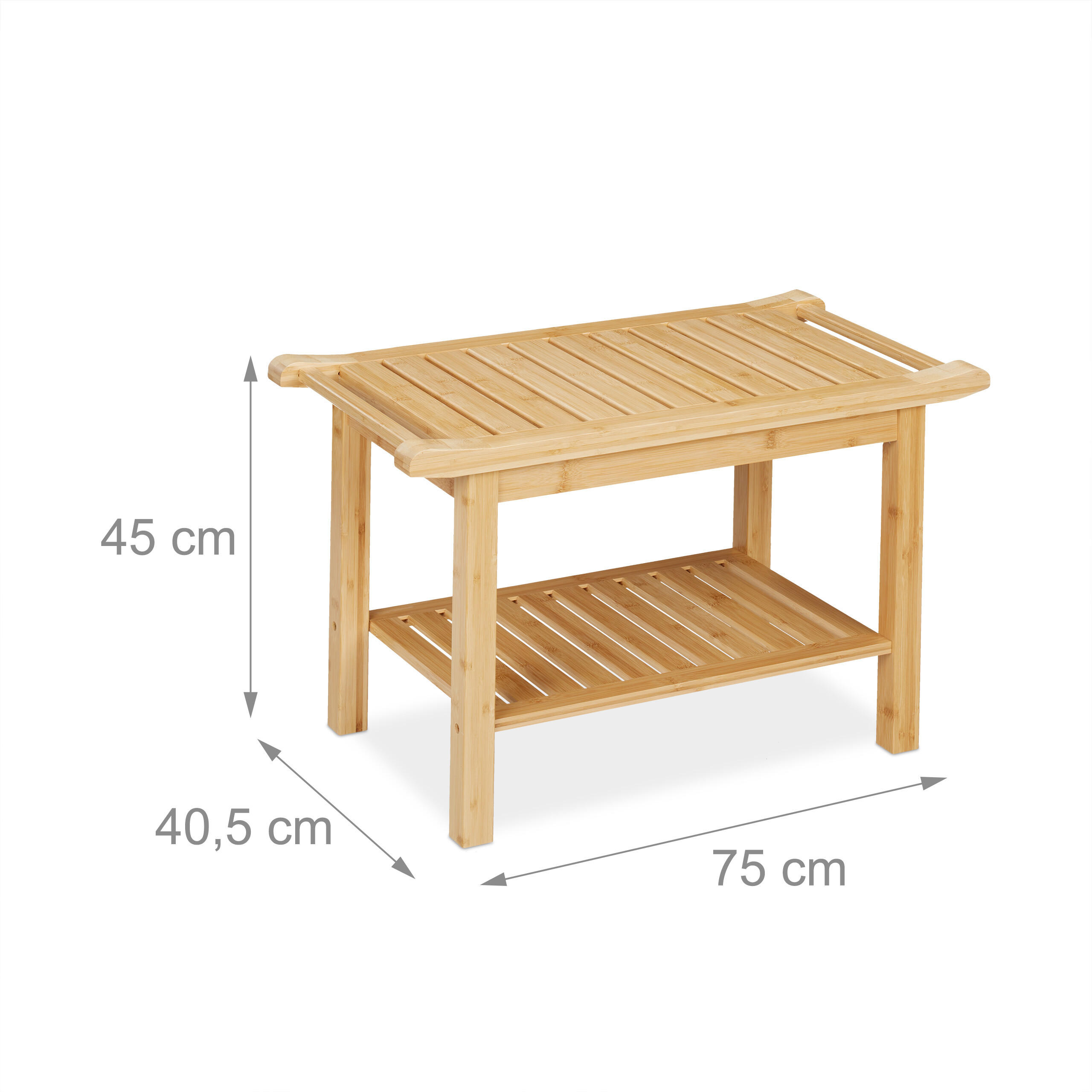 Thumbnail - Relaxdays Badhocker, Hellbraun, Holz, 75x45x40.5 cm, Badezimmer